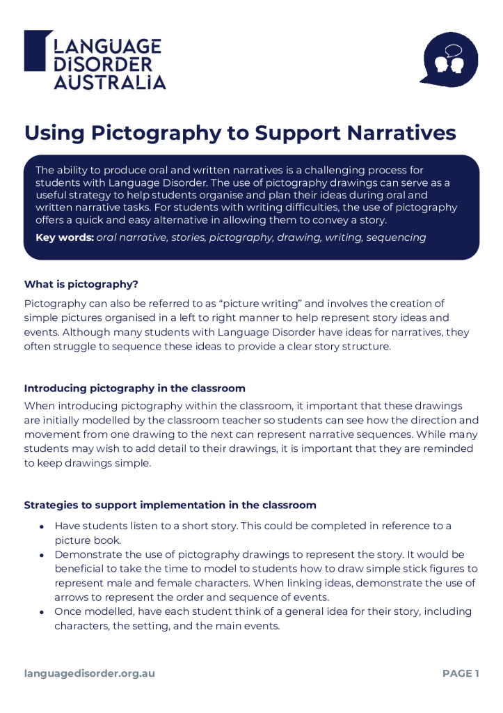 Using Pictography to Support Narratives