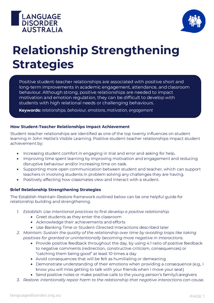 Relationship Strengthening Strategies