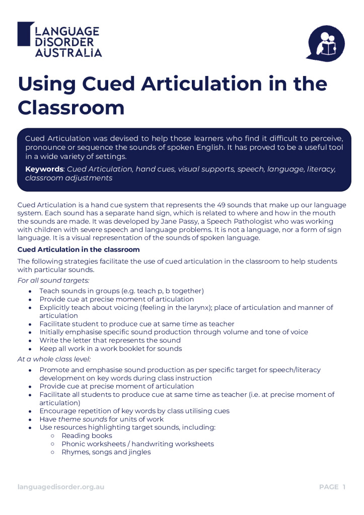 Using Cued Articulation in the Classroom