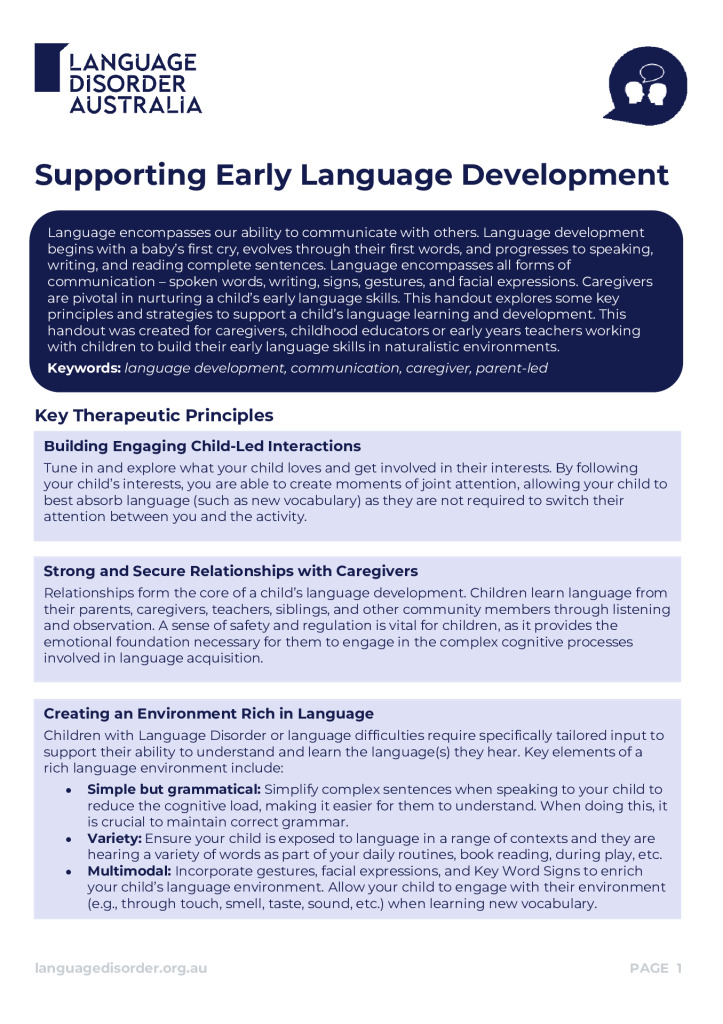 Supporting Early Language Development